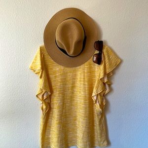 - Nine West golden /yellow flutter sleeve top
